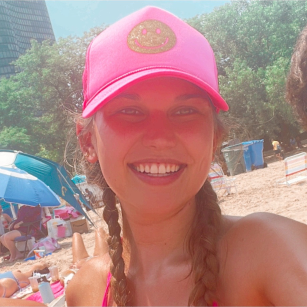 Pink Smiley Face Trucker Hat
